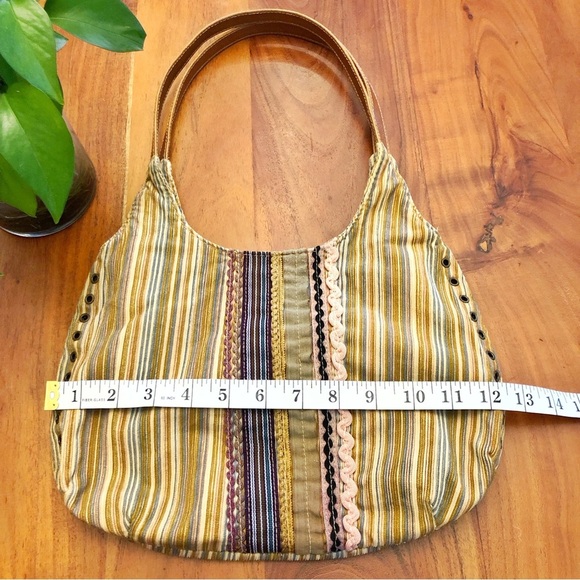 ALDO Y2K Multicolored Strips Corduroy Neutral Tone Festival Roomy Shoulder Bag - Picture 11 of 12